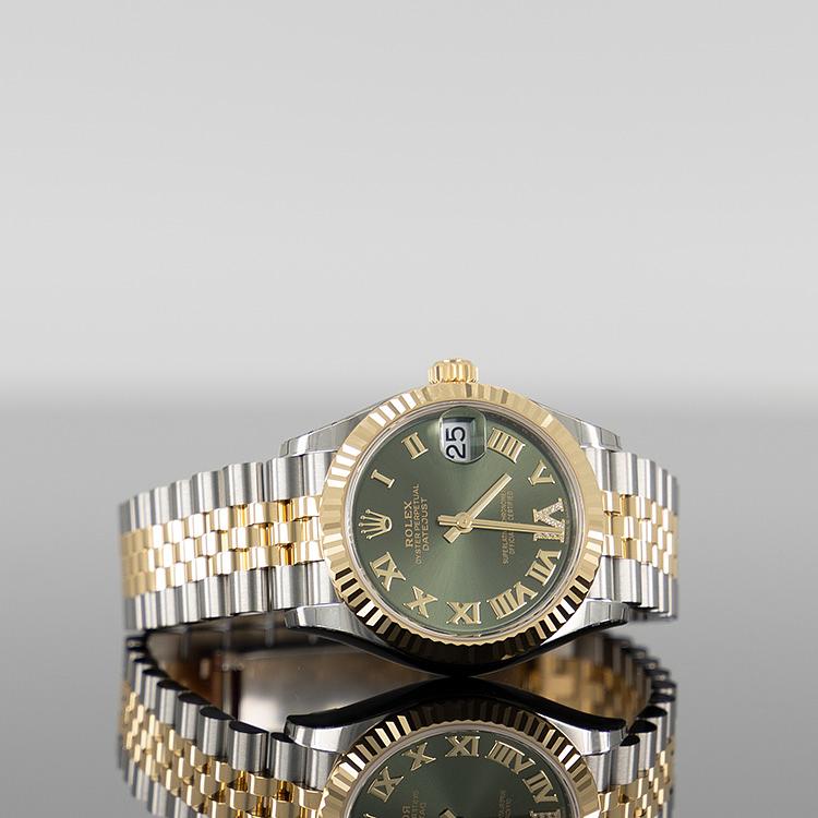 Rolex Datejust 31mm Steel and Yellow Gold Roman Green IV Diamond 278273