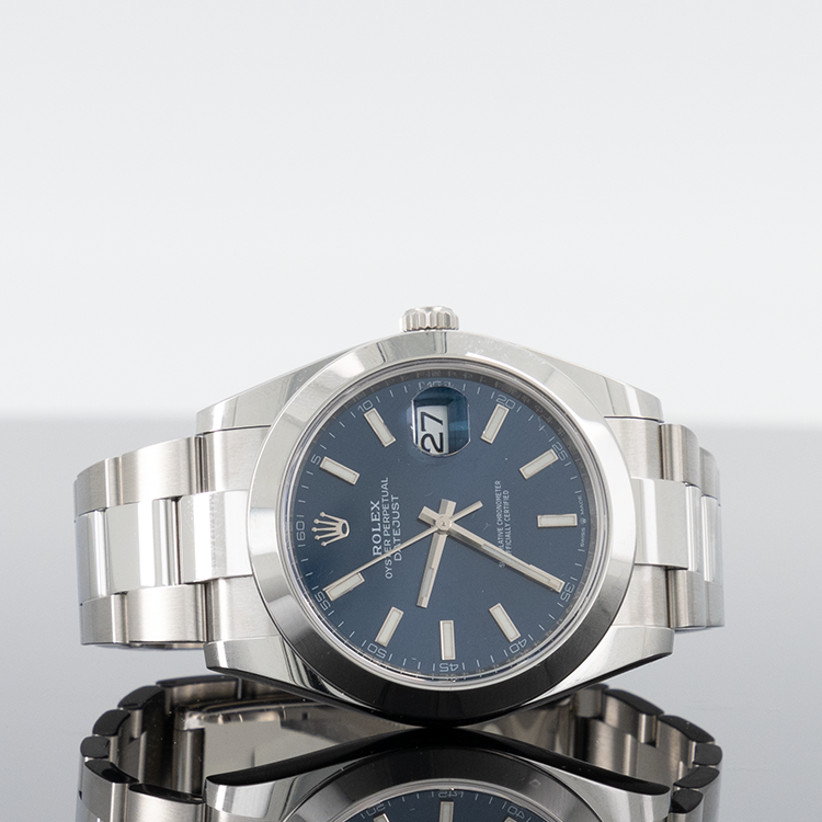 Rolex Datejust 41mm Steel Blue Dial Smooth Bezel Oyster 126300