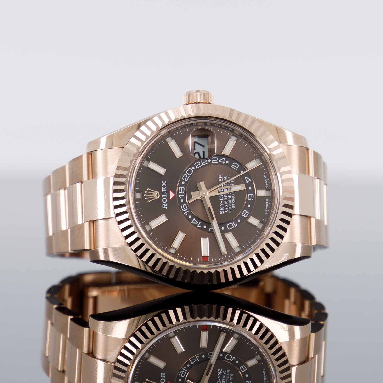 Rolex Sky-Dweller 42mm Rose Gold Chocolate Index Dial 336935