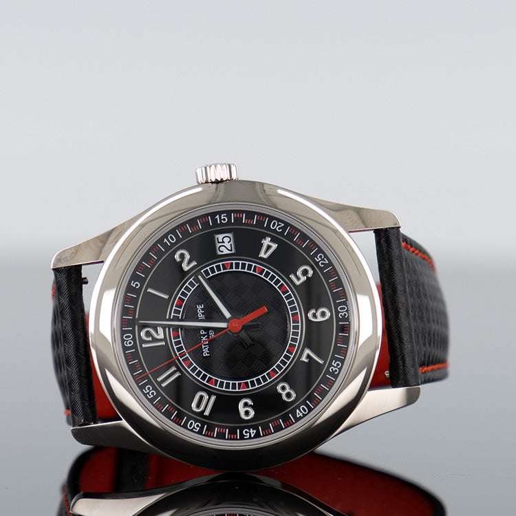 Patek Philippe 6007G-010 Calatrava 40mm White Gold With Black Leather Watch Black Dial
