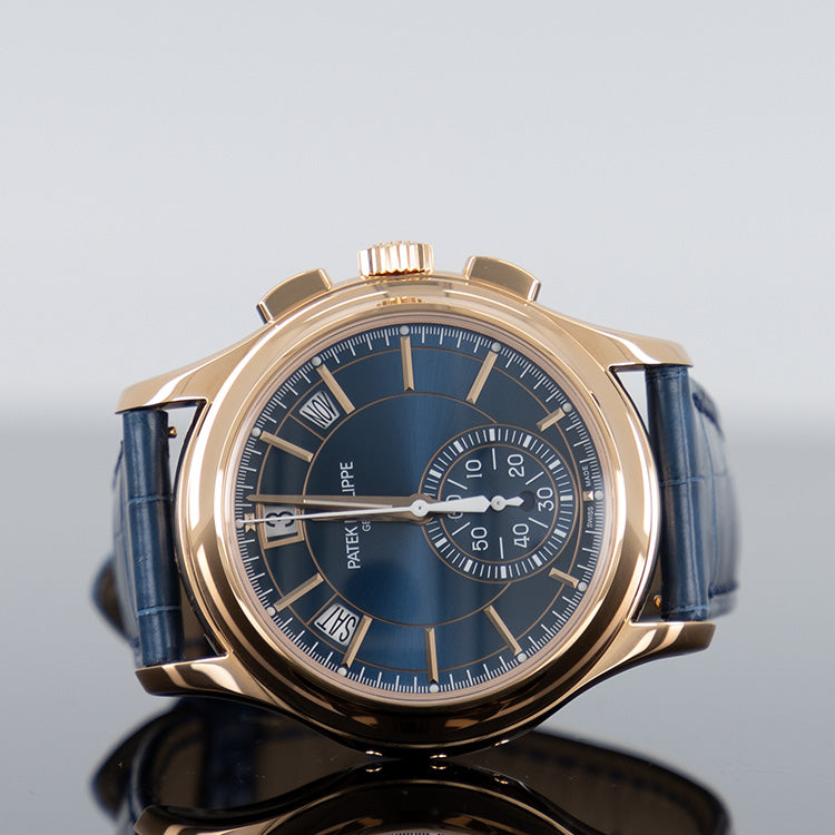 Patek Philippe 5905R-010 Complications Flyback Chronograph Annual Calendar 42mm Rose Gold Blue Dial
