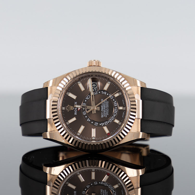 Rolex Sky-Dweller 42mm Oysterflex Rose Gold Chocolate Dial 336235