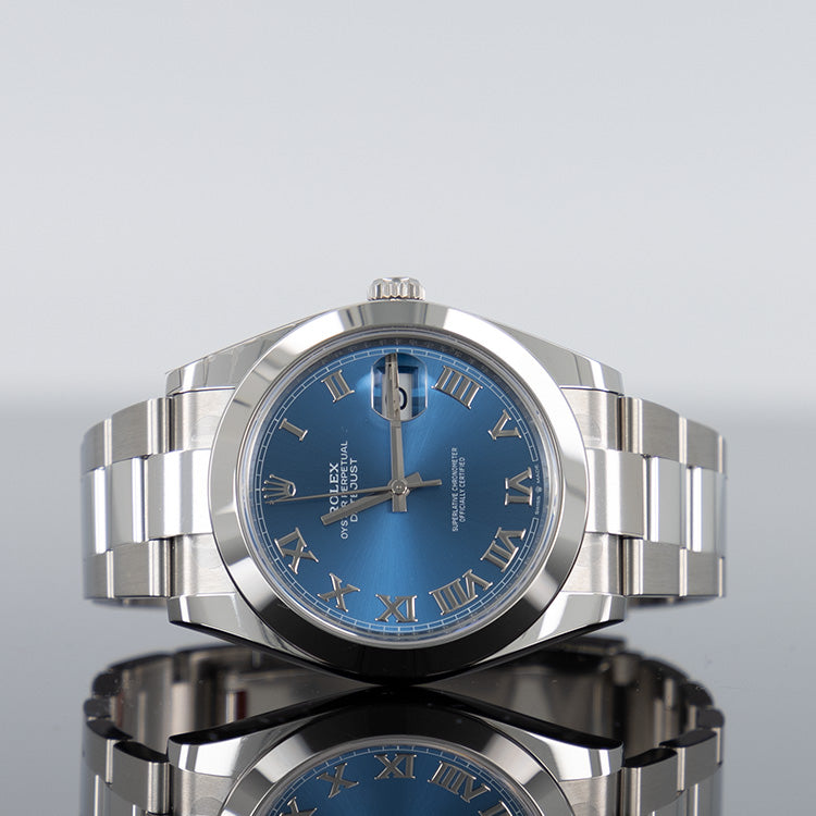Rolex Datejust 41mm Oystersteel Smooth Blue Roman Dial 126300