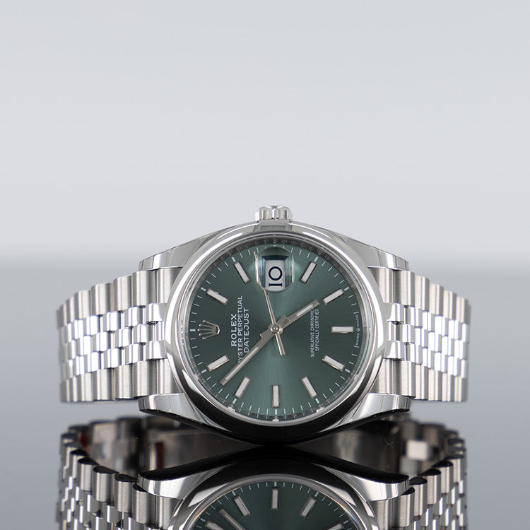 Rolex Datejust 36mm Steel Jubilee Smooth Mint Green Dial 126200
