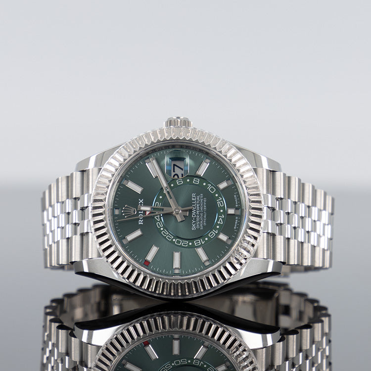 Rolex Sky-Dweller 42mm Steel Green Dial Jubilee Bracelet 336934