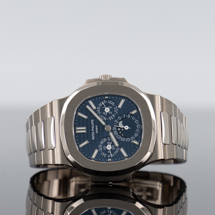 Patek Philippe 5740/1G-001 Nautilus White Gold 40mm Blue Sunburst Dial