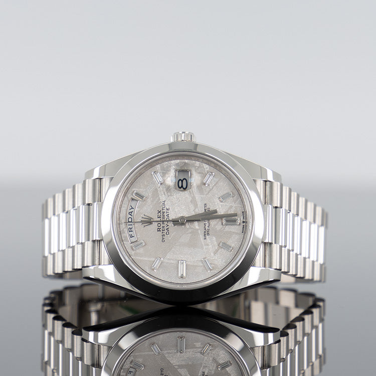 Rolex Day-Date 40mm Platinum Smooth Bezel Meteorite Dial 228206