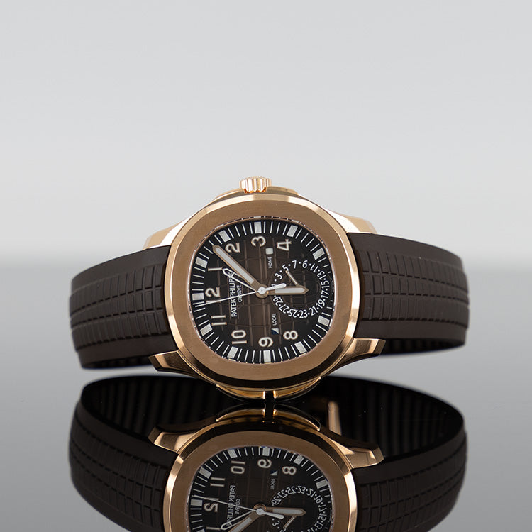 Patek Philippe 5164R-001 Aquanaut Travel Time 40.8mm Rose Gold Brown Dial