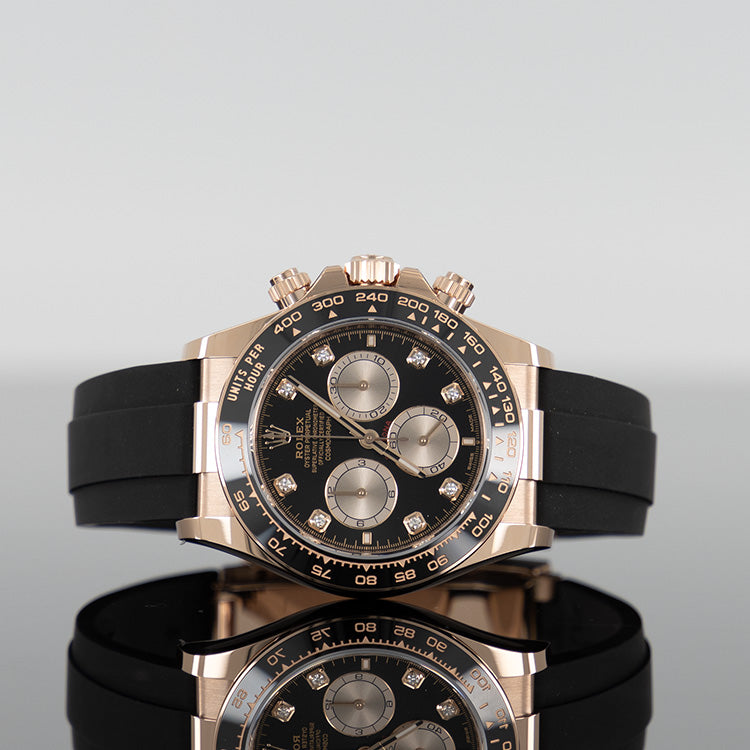 Rolex Daytona Oysterflex 40mm Rose Gold Black Diamond Dial 126515LM