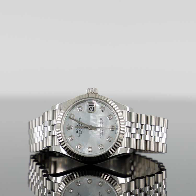 Rolex Datejust 31mm Steel Mother of Pearl Diamond Dial Fluted Bezel Jubilee 278274