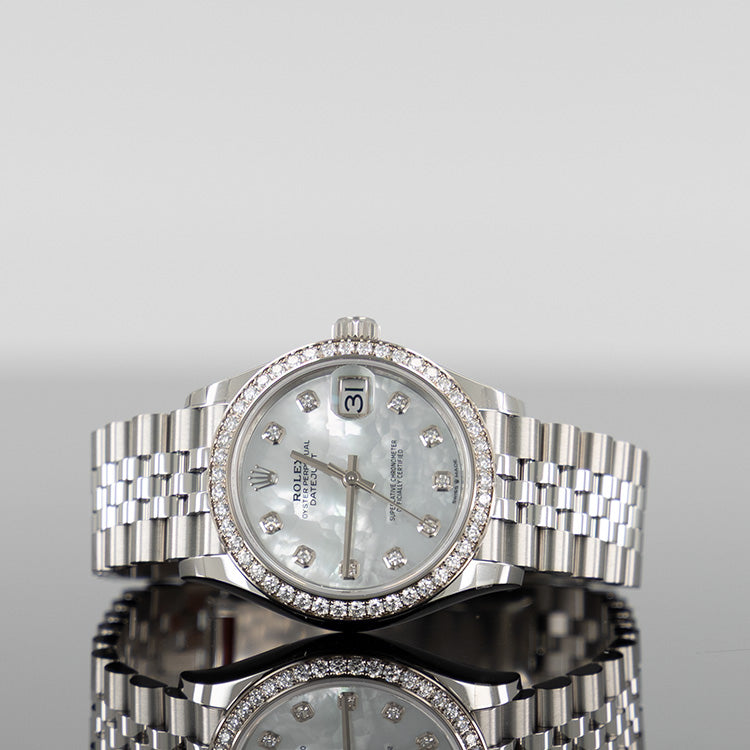 Rolex Datejust 31mm Steel Jubilee White Gold Mother Of Pearl White Diamond Dial 278384RBR
