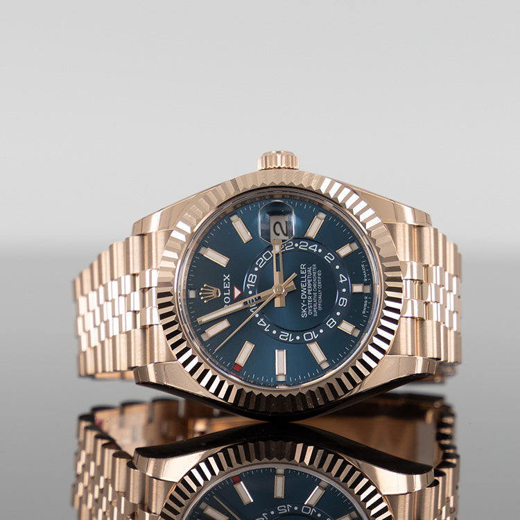 Rolex Sky-Dweller 42mm Rose Gold Jubilee Blue Dial 336935