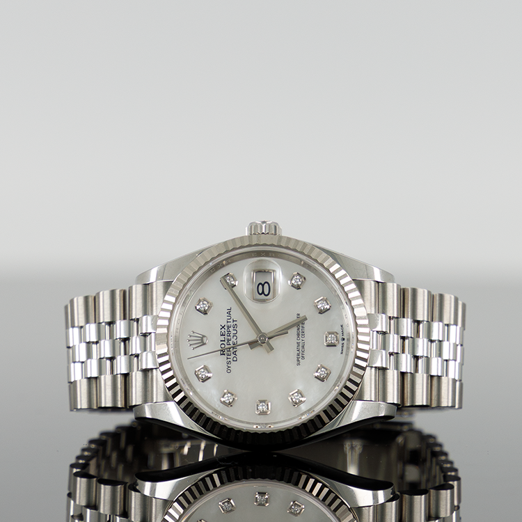 Rolex Datejust steel 36mm MOP Diamond Dial Fluted Jubilee 126234