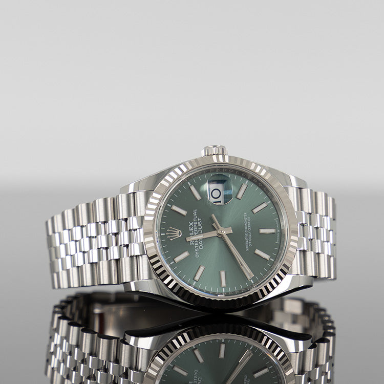 Rolex Datejust 36mm Steel Jubilee Fluted Green Index Dial 126234