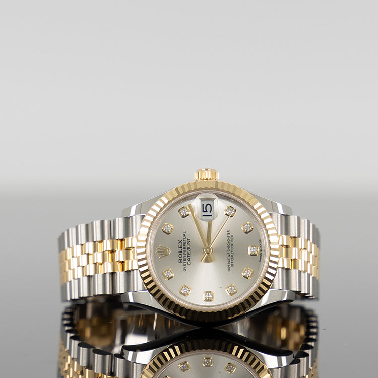 Rolex Datejust 31mm Steel and Yellow Gold Silver Diamond Dial 278273