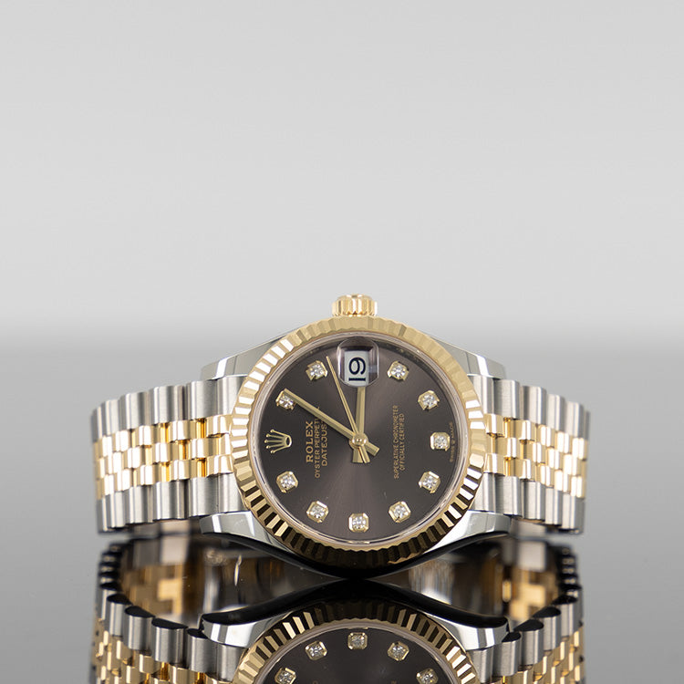 Rolex Datejust 31mm Steel and Yellow Gold Dark Grey Diamond Dial 278273