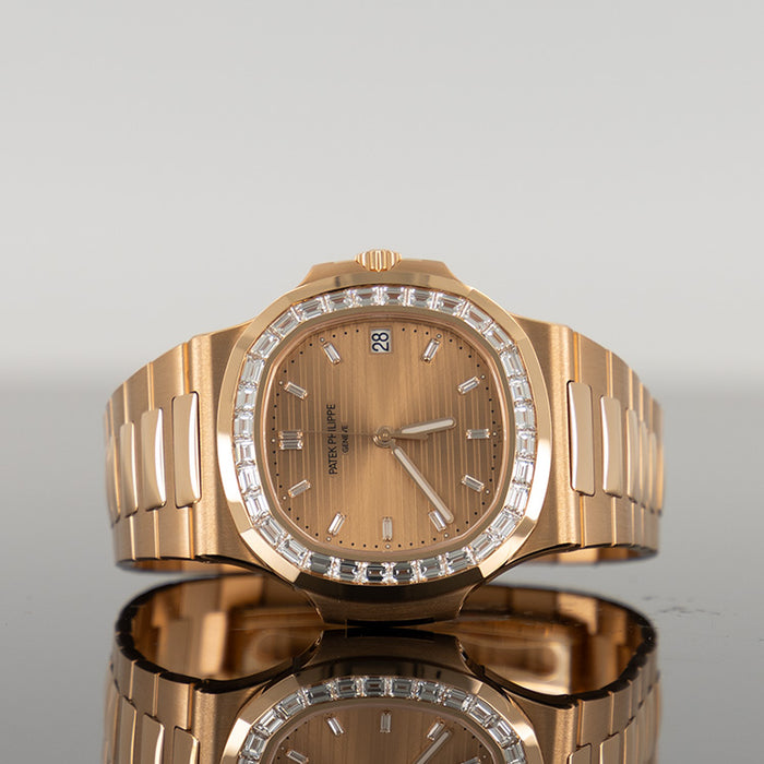 Patek Philippe Nautilus 5723/1R-001 Rose Gold 40mm Sunburst Rose-Gilt Baguette Dial and Bezel