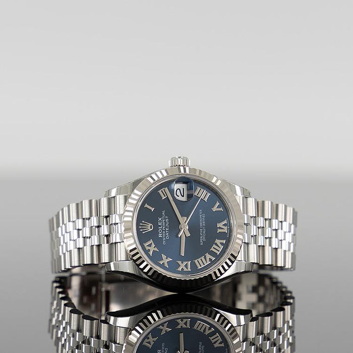 Rolex Datejust 31mm Steel Blue Roman Dial Fluted Bezel Jubilee 278274