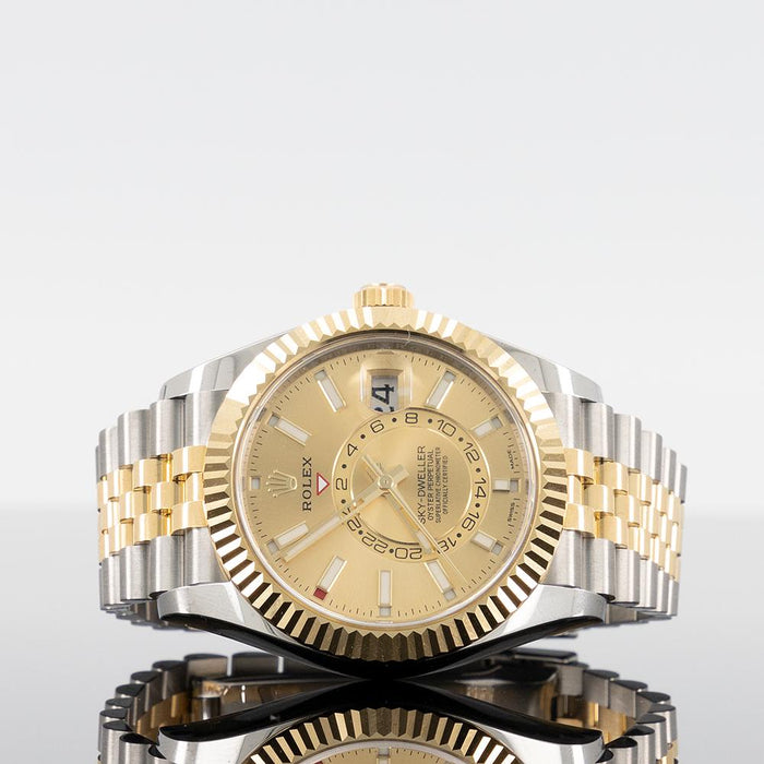 Rolex Sky-Dweller 42mm TwoTone Steel And Yellow Gold Champagne Dial Jubilee 336933