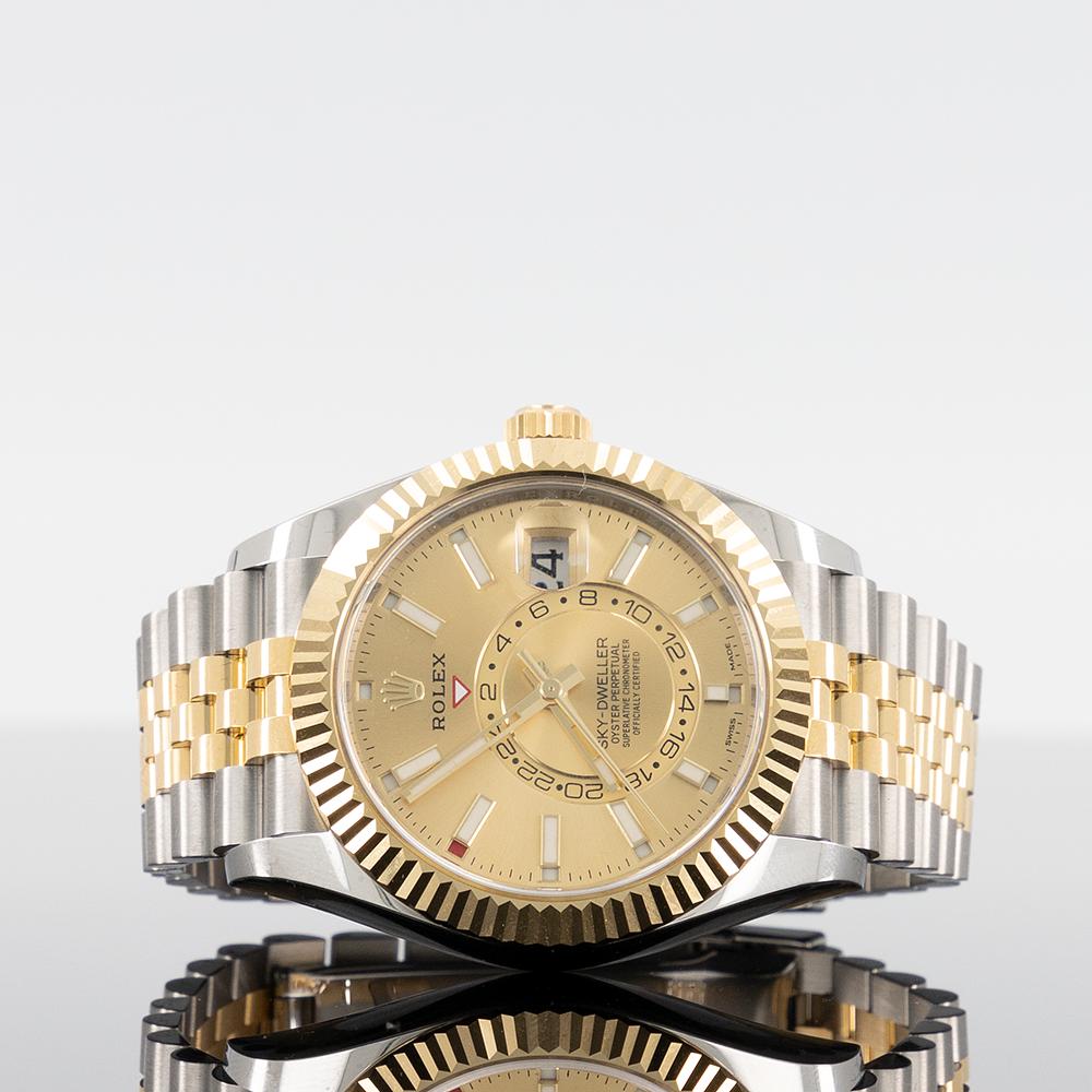 Rolex Sky-Dweller 42mm TwoTone Steel And Yellow Gold Champagne Dial Jubilee 336933
