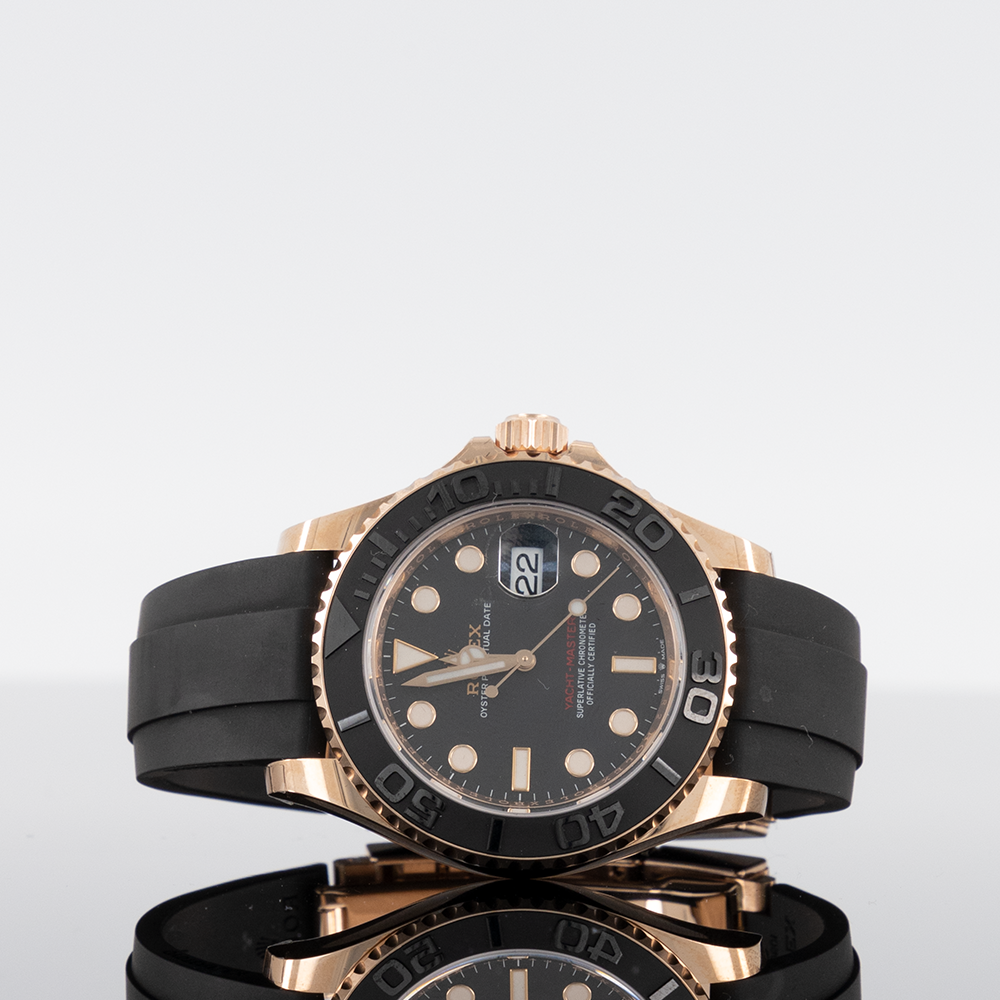 Rolex Yacht Master 40mm Oysterflex Rose Gold Black Dial 126655 Styleout Watches