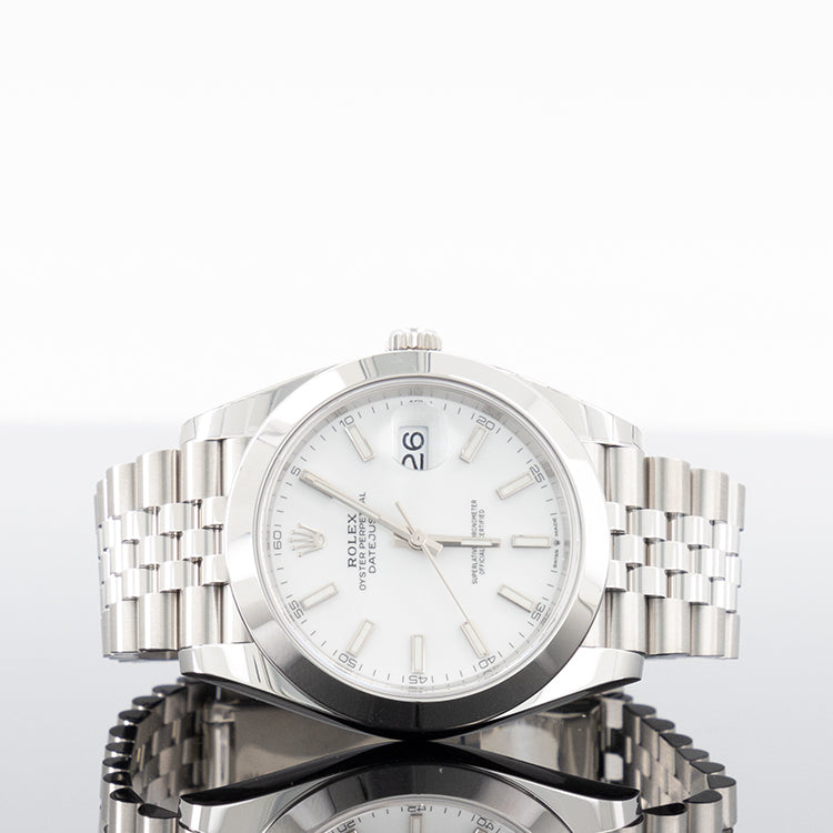 Rolex Datejust 41mm Steel Jubilee Smooth White Index Dial 126300