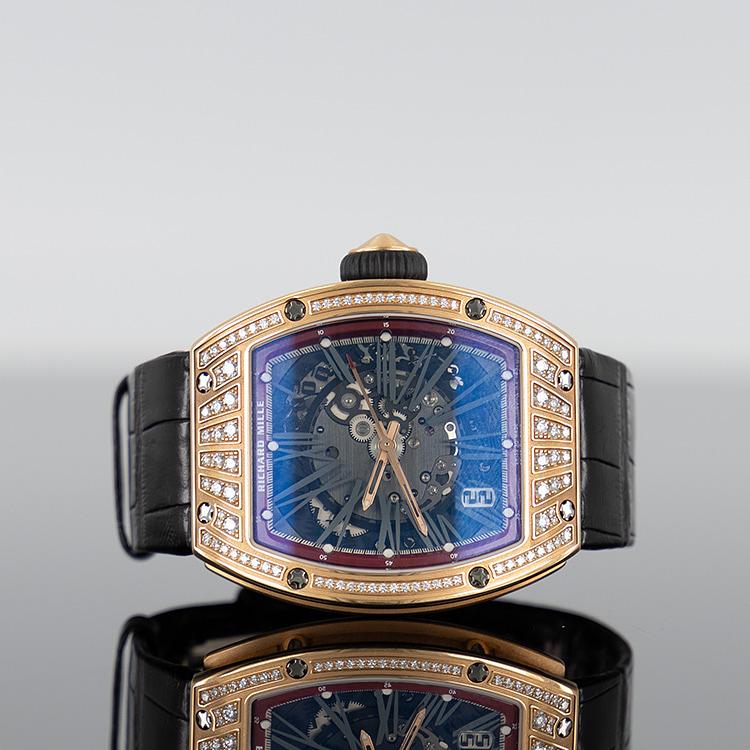 Richard Mille RM 023 Rose Gold Diamond Bezel Leather Strap