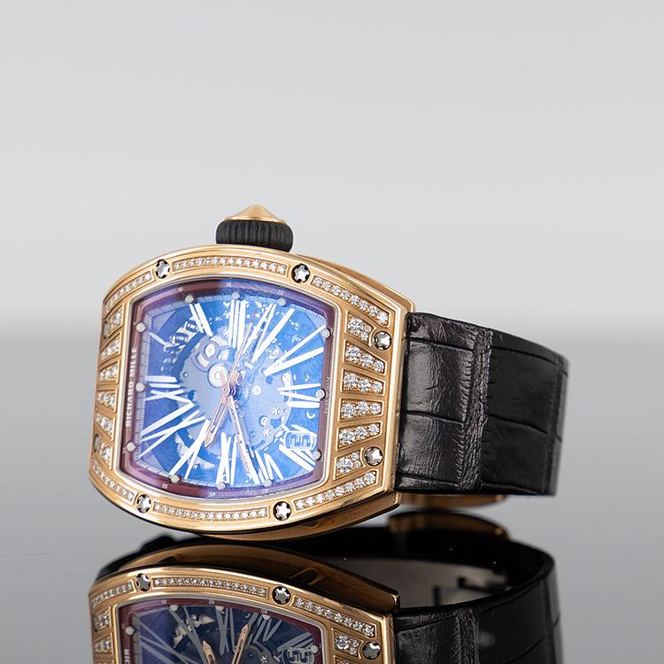 Richard Mille RM 023 Rose Gold Diamond Bezel Leather Strap