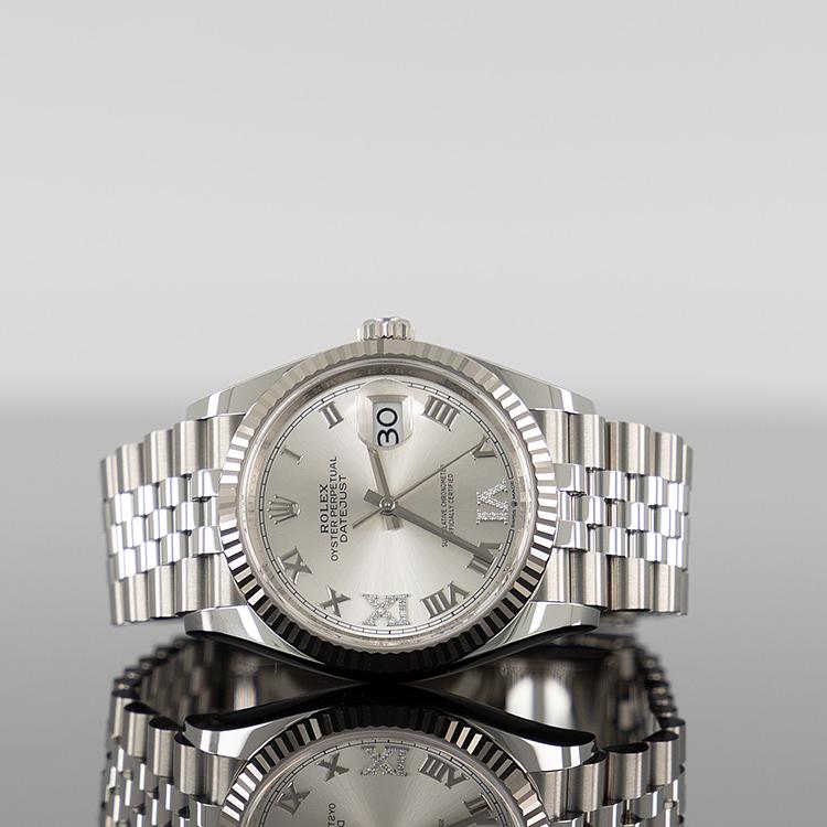 Rolex Datejust 36mm Steel Jubilee Silver VI and IX Diamond Dial 126234