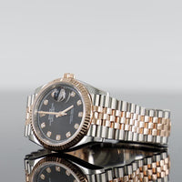 Rolex Datejust 36mm Steel and Rose gold black diamond Dial fluted bezel 126231 2