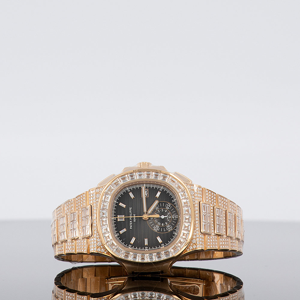 Patek Philippe 5980/1400R-011 Nautilus 40mm Rose Gold Baguette Diamonds