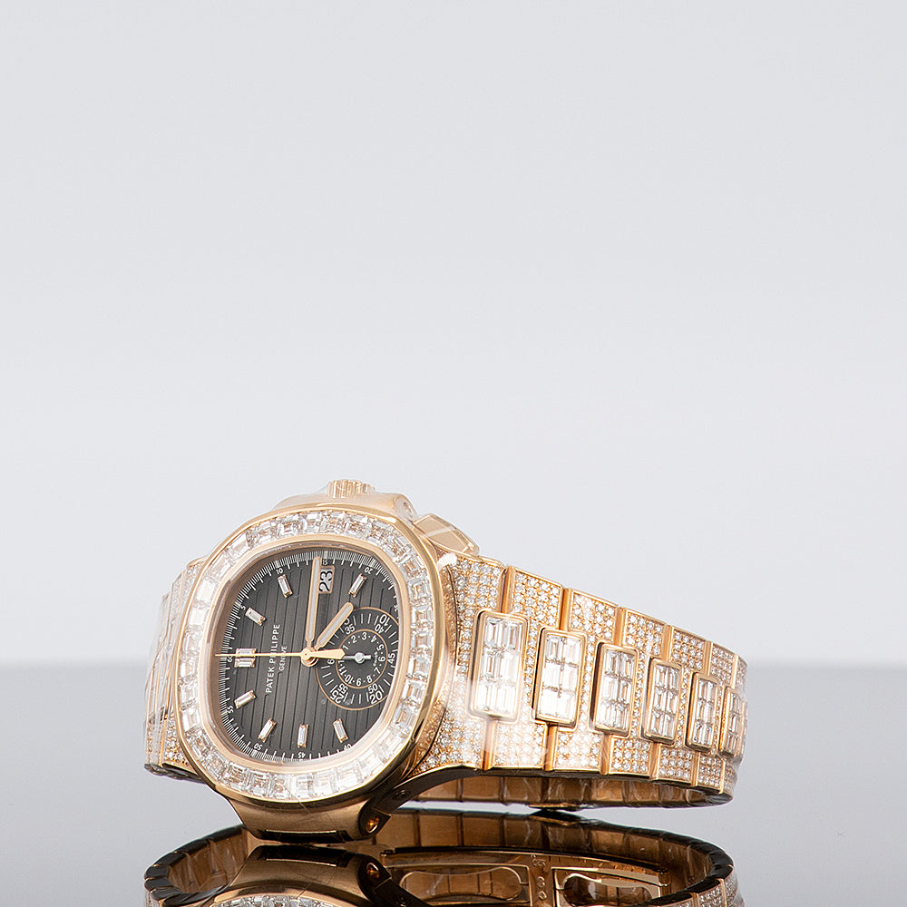 Patek Philippe 5980/1400R-011 Nautilus 40mm Rose Gold Baguette Diamonds