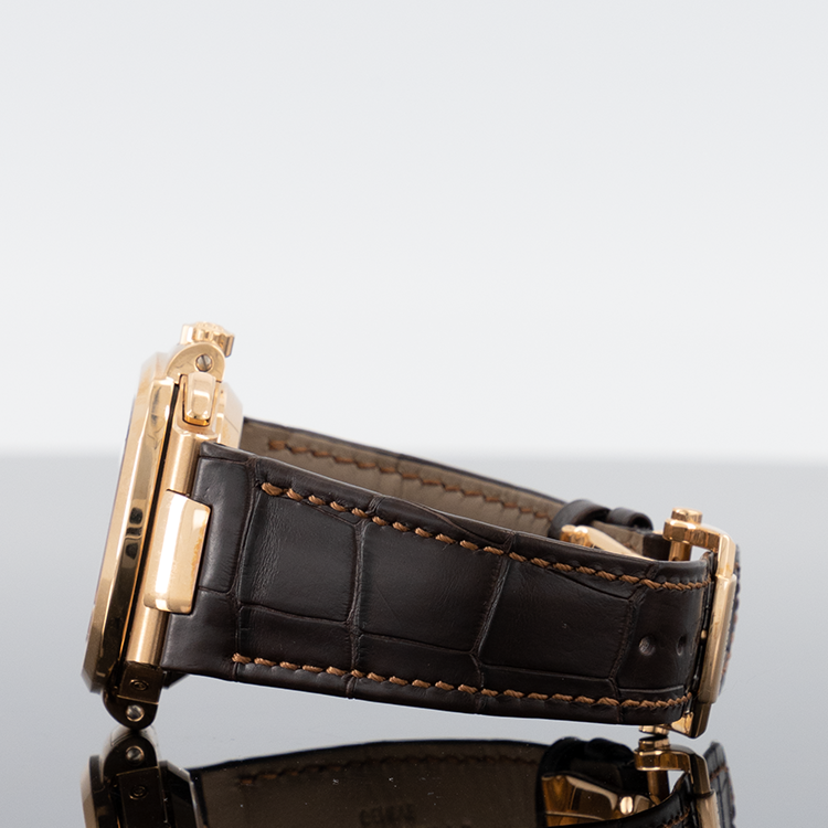 Patek Philippe 5980R-001 Nautilus 40.5mm Rose Gold Leather Strap Black Brown Dial