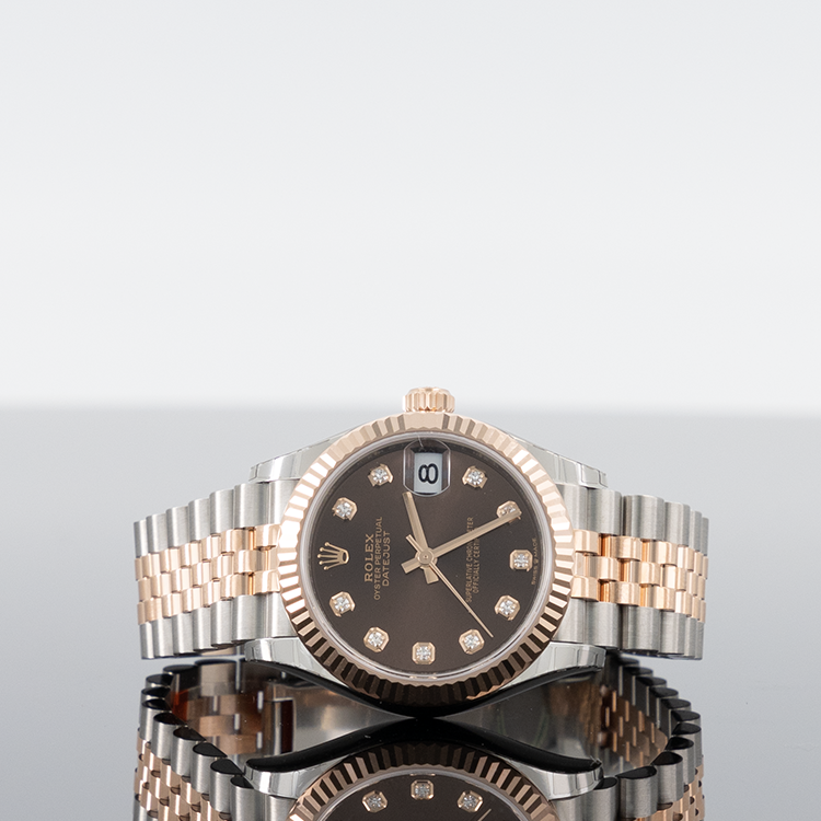 Rolex Datejust 31mm Steel and Rose Gold Fluted Chocolate Diamond Dial 278271