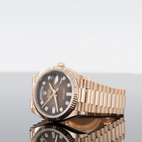 Rolex Day-Date 36mm Rose Gold Chocolate Diamond Dial 128235 2