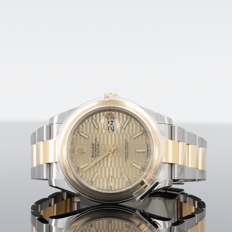 Rolex Datejust 41mm Steel and Yellow Gold Smooth Champagne Fluted-Motif Dial 126303