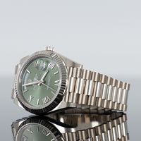 Rolex Day-Date 40mm White Gold Green Roman Dial 228239 2