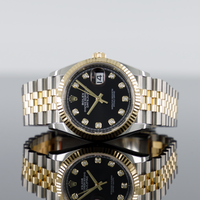 Rolex Datejust 36mm Steel and Yellow Gold Fluted Black Diamond Dial 126233 1