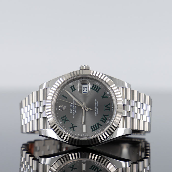 Rolex Datejust 41mm Steel Jubilee Fluted Wimbledon Dial 126334