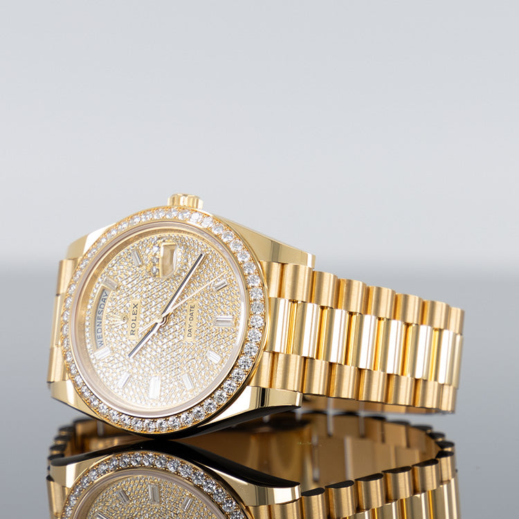 Rolex Day-Date 40mm Yellow Gold Diamond Pave 228348RBR