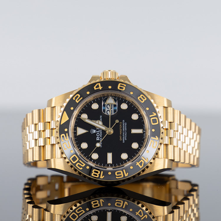 Rolex GMT-Master II Yellow Gold Jubilee Bracelet 40mm Black Dial 126718GRNR