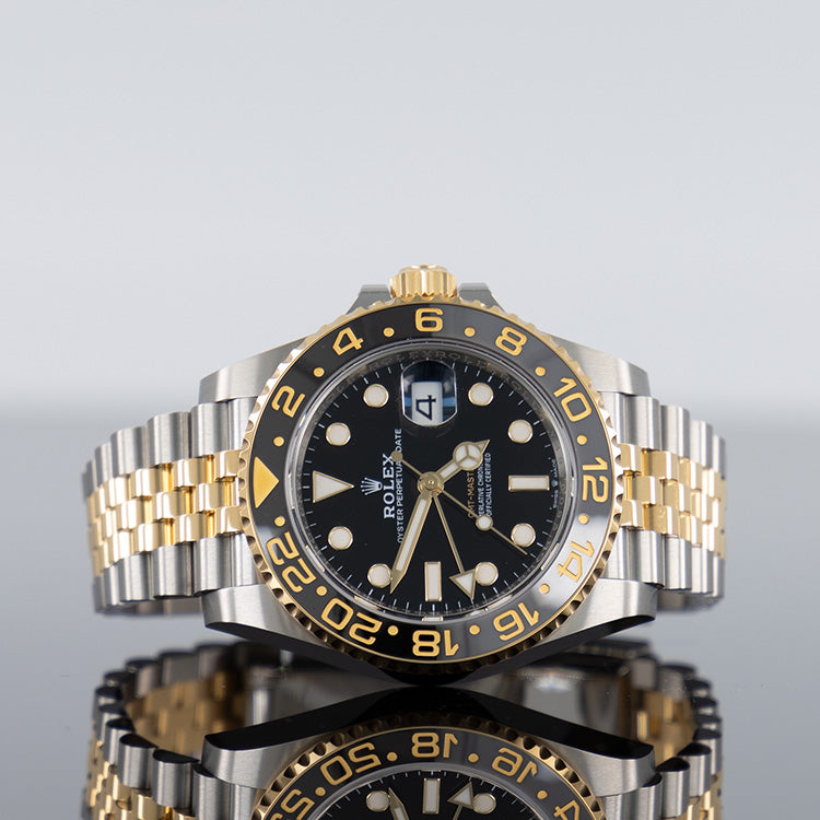 Rolex GMT-Master II Steel and Yellow Gold Jubilee Bracelet Black Dial 126718GRNR