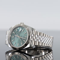 Rolex Datejust 41mm Steel Jubilee Fluted Mint Green Stick Dial 126334 2