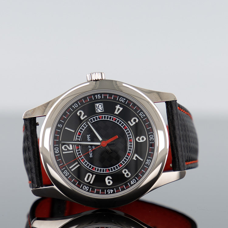Patek Philippe Calatrava 40mm White Gold With Black Leather Watch Black Dial 6007G-010