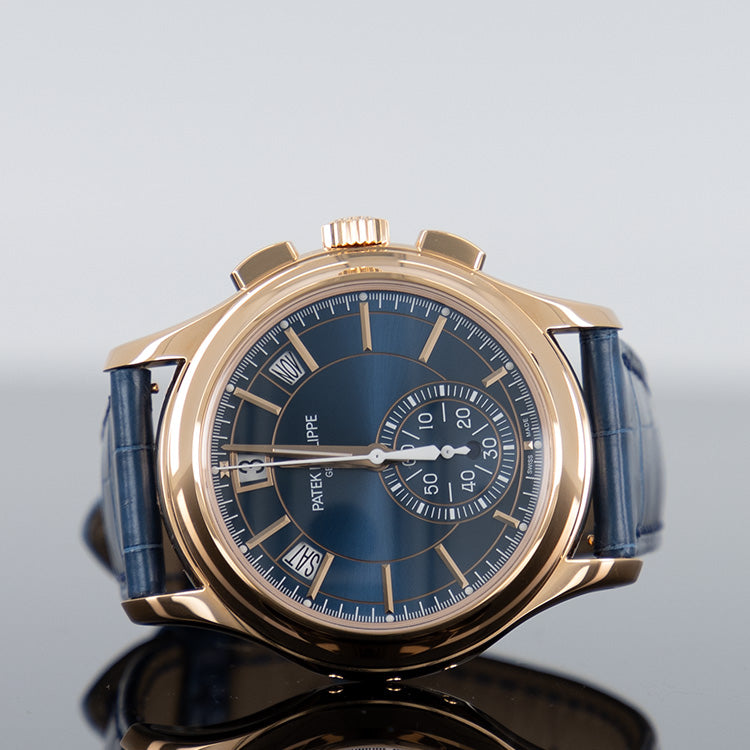 Patek Philippe Complications Flyback Chronograph Annual Calendar Rose Gold Blue Dial 5905R-010