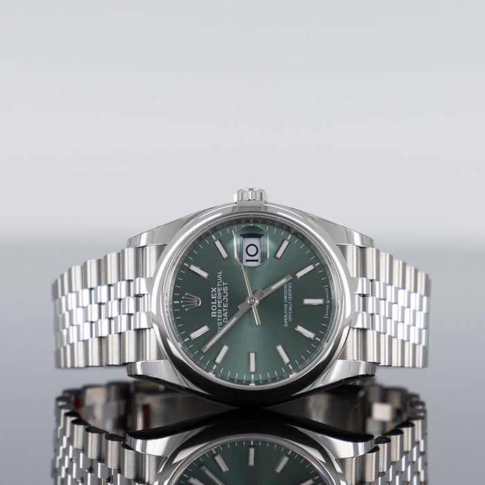 Rolex Datejust 36mm Steel Jubilee Smooth Mint Green Dial 126200