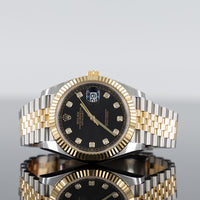 Rolex Datejust 41mm Steel and Yellow Gold Fluted Black Diamond Dial 126333 1