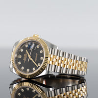Rolex Datejust 41mm Steel and Yellow Gold Fluted Black Diamond Dial 126333 2
