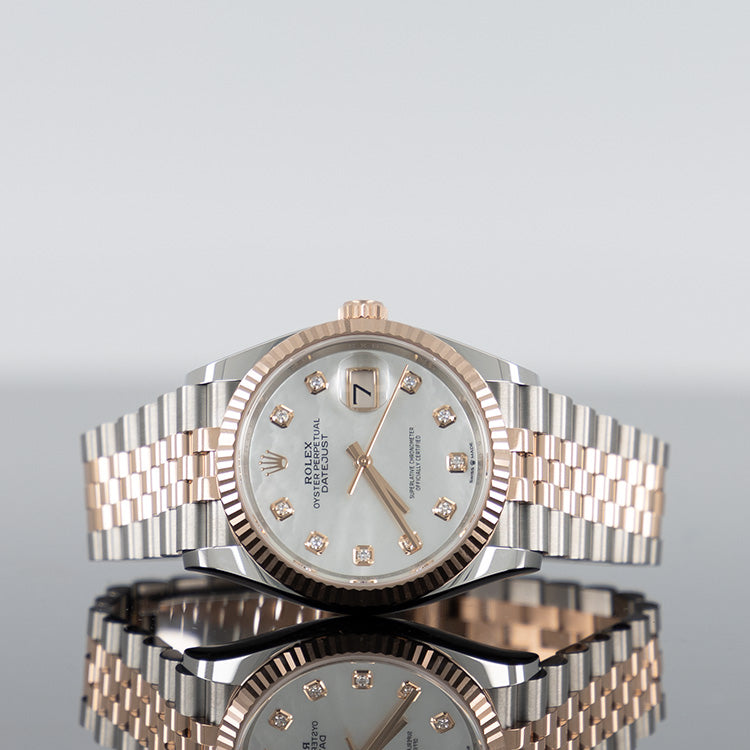 Rolex Datejust 36mm Steel and Rose Gold Mother of Pearl Diamond Dial 126231