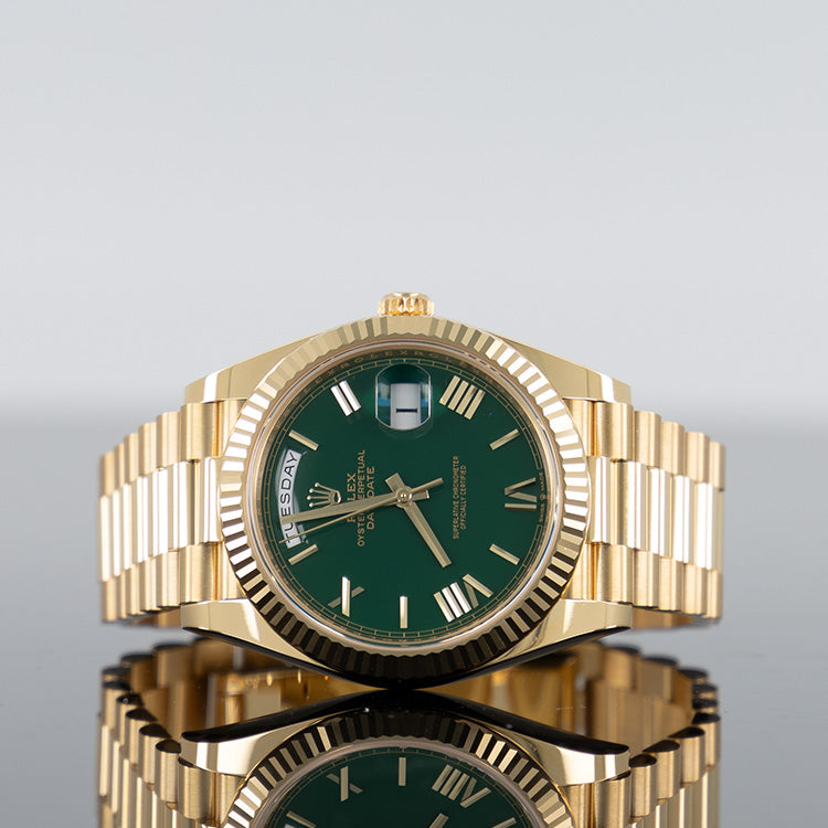 Rolex Day-Date 40mm Yellow Gold Green Roman Dial 228238